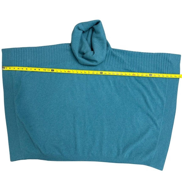 J.Mclaughlin 100% Cashmere Poncho Cape Shawl SZ M/L Teal Quiet Luxury READ - Picture 5 of 7